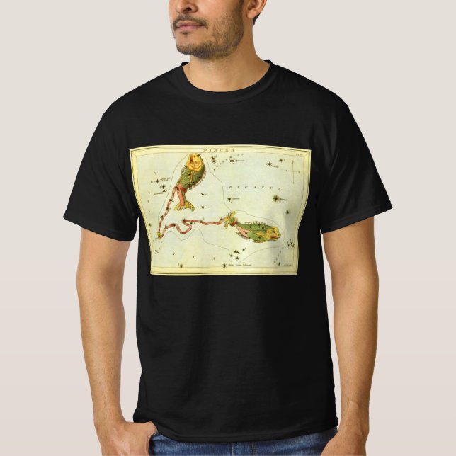 Camiseta Pez Piscis, Espejo de Urania de constelación vinta (Anverso)