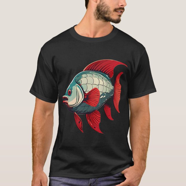 Camiseta Pez plateado y rojo (Anverso)