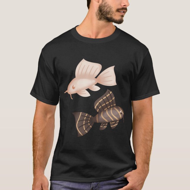 Camiseta Pez pleco negro y blanco gemelo (Anverso)