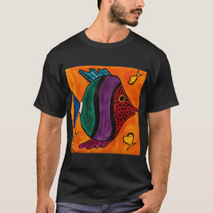 Camiseta Pez Rojo Verde Purpura y Azul