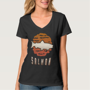 Camiseta Pez Salmón Vintage Retro Clásico Animal Atardecer