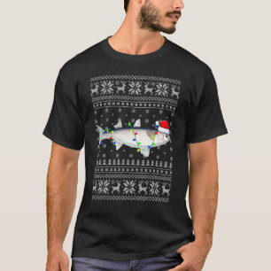 Camiseta Pez Santa Iluminación Navideña Feo Pez Mullet Chri
