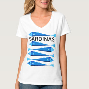 Camiseta Pez sardina azul "azul y blanco"