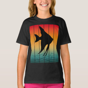 Camiseta Pez Silueta Puesta de Sol Vintage