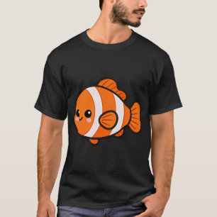 Camiseta Pez sonriente lindo Kawaii - Naranja Blanco Dibujo