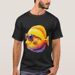 Camiseta Pez Tang Amarillo Acuarela con Gafas de Sol