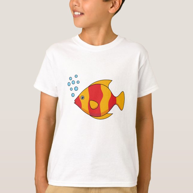 Camiseta Pez Tropical Naranja Rojo  (Anverso)