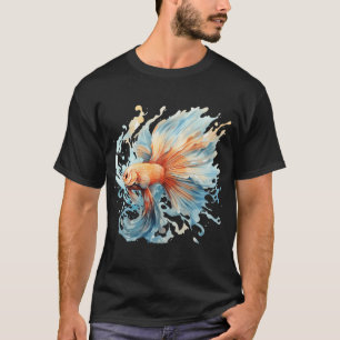 Camiseta Pez velo naranja y azul acuarela - F agua dulce