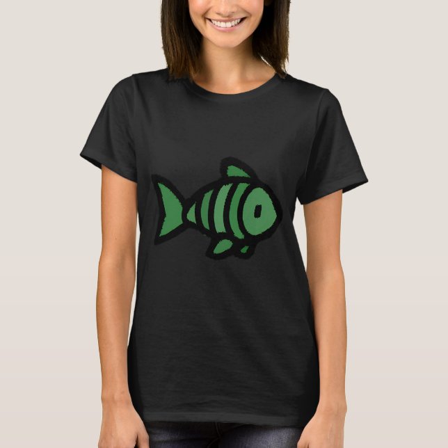 Camiseta Pez Verde Pequeño Lindo (Anverso)