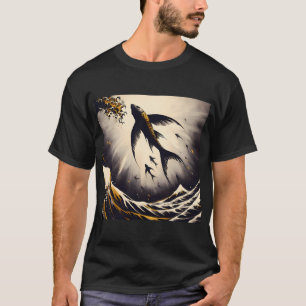 Camiseta Pez Volador Carbón, Arte Generado por IA