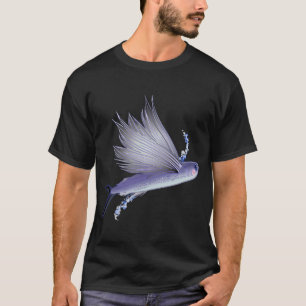 Camiseta Pez Volador Con Burbujas Diseño De Arte De Línea