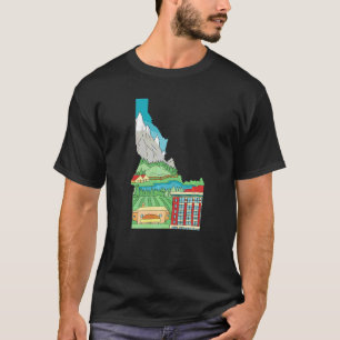 Camiseta Pez Volador Pescador Pesca Mapa Del Estado De Idah