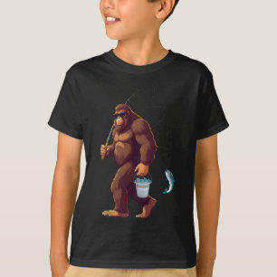 Camiseta Pezuño Bigfoot Divertido Retro Sasquatch Pescador 