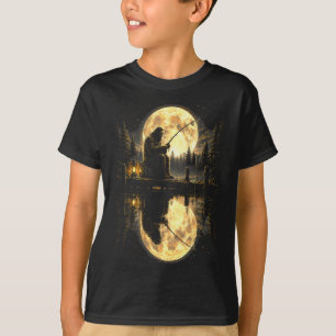 Camiseta Pezuño grande pescando luna llena lago reflexión a