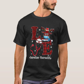 Camiseta Ph Love Plaid Leopard Navidades Enfermera Cardiaca