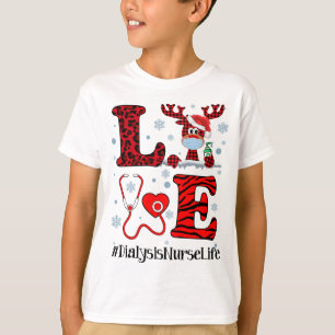 Camiseta Ph Love Reindeer Dialysis Enfermeras Navidades Red