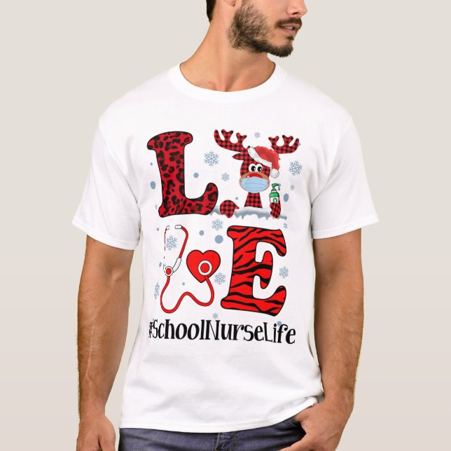 Camiseta Ph Love Reindeer School Navidades de enfermería Re (Anverso)