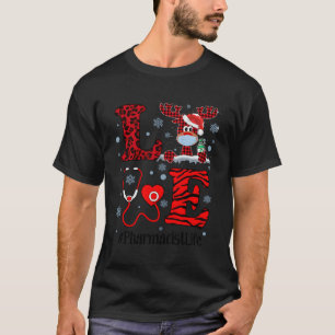 Camiseta Ph Love Reindes Pharmacist Navidades Red Plaid Le