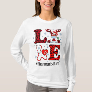Camiseta Ph Love Reindes Pharmacist Navidades Red Plaid Le