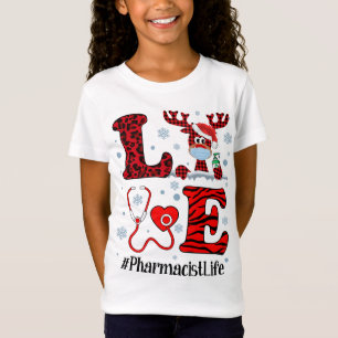 Camiseta Ph Love Reindes Pharmacist Navidades Red Plaid Le