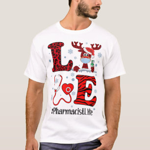 Camiseta Ph Love Reindes Pharmacist Navidades Red Plaid Le