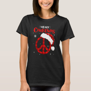 Camiseta Ph Red Plaid Peace Sign Navidades Iluminan Hippie