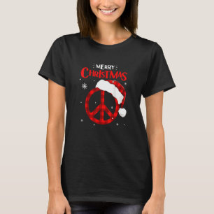 Camiseta Ph Red Plaid Peace Sign Navidades Iluminan Hippie