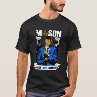 Camiseta Pha Mason Faith Hope Charity Brothers Blue Lodges