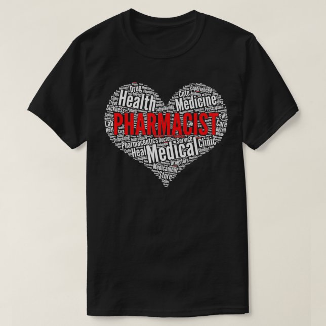 Camiseta Pharmacist Heart Pharmacy Word Cloud graphic (Diseño del anverso)