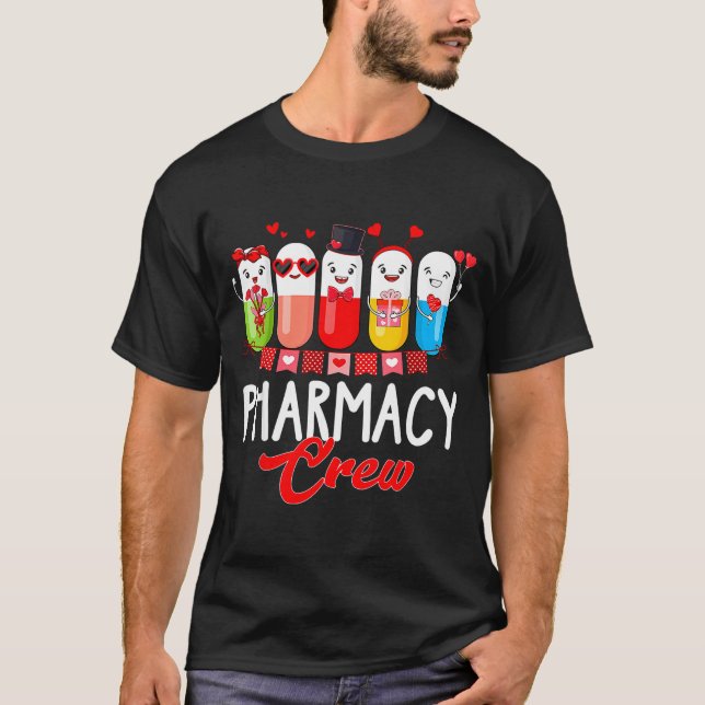 Camiseta Pharmacy Crew Nurse Valentines Day Pharmacist Tech (Anverso)