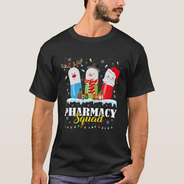 Camiseta Pharmacy Squad Pills Snowman Reindeer Santa Claus (Anverso)