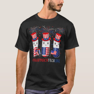 Camiseta Pharmacy Tech Funny Pills Patriótico Estadounidens