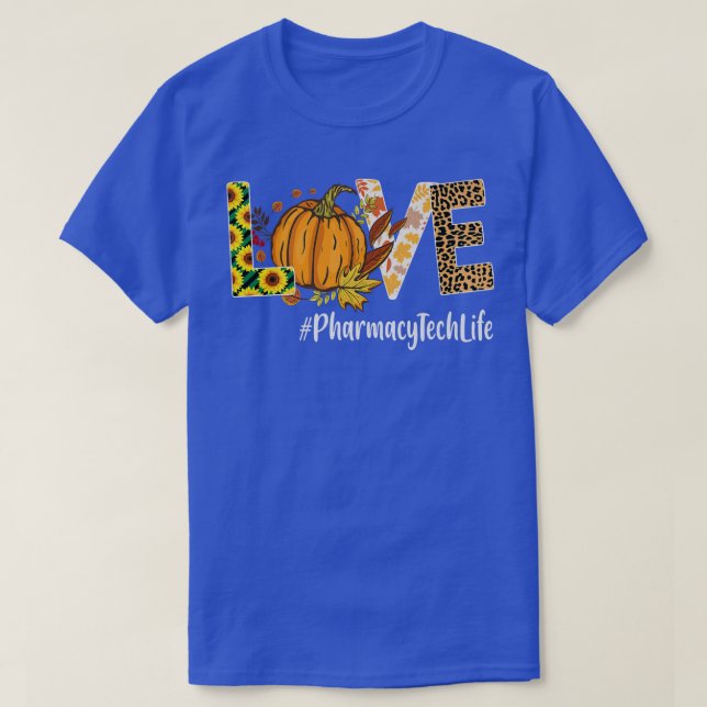 Camiseta Pharmacy Tech Love Fall Leopard Halloween (Diseño del anverso)