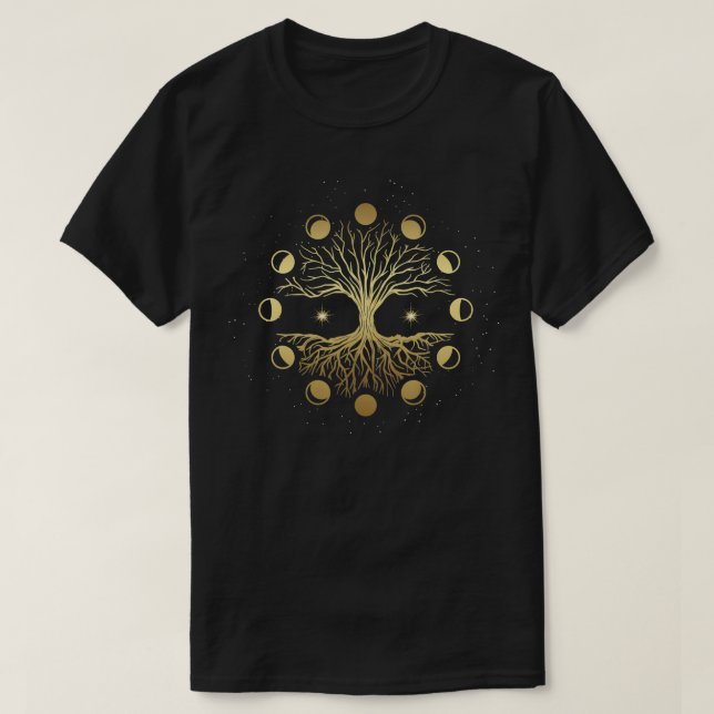 Camiseta Phases of the Moon Tree of Life Mystical Zen Yoga  (Diseño del anverso)