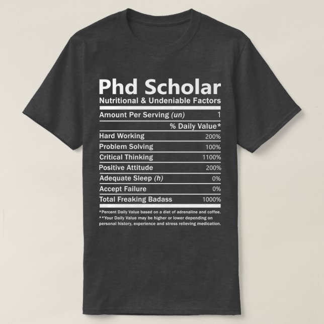 Camiseta Phd Scholar Nutritional and Undeniable Factors Gif (Diseño del anverso)