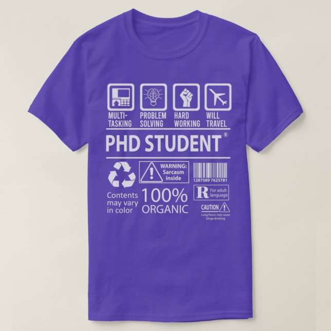 Camiseta Phd Student Multitasking Job Gift Item (Diseño del anverso)