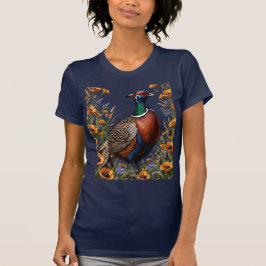 Camiseta Pheasant Bird Amongadow Meadow Wildflowers