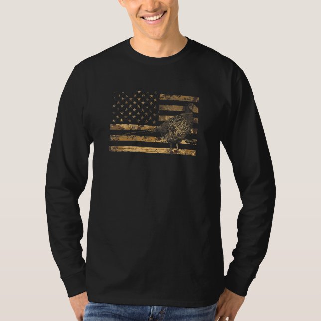 Camiseta Pheasant Bird Hunter American Flag Camouflage Phea (Anverso)