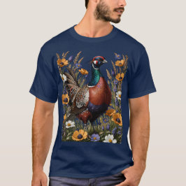 Camiseta Pheasant De Cuello Anillo Entre Flores Silvestres 