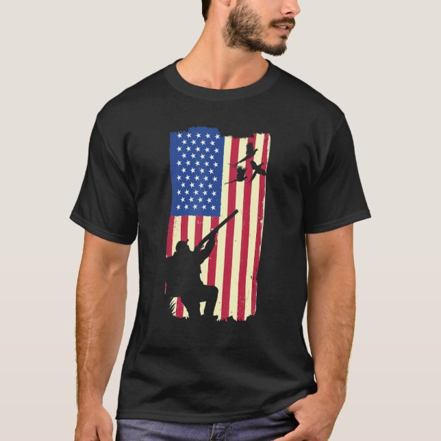 Camiseta Pheasant Hunting Patriotic American Flag Upland Bi (Anverso)
