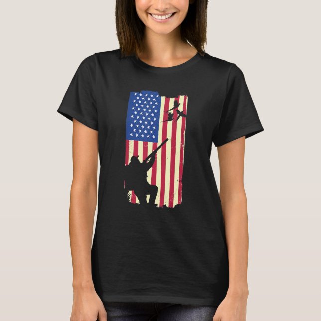 Camiseta Pheasant Hunting Patriotic American Flag Upland Bi (Anverso)