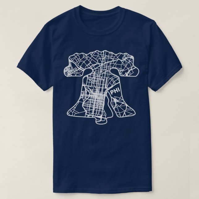 Camiseta PHI Liberty Bell Philadelphia Street Map Philly Fa (Diseño del anverso)