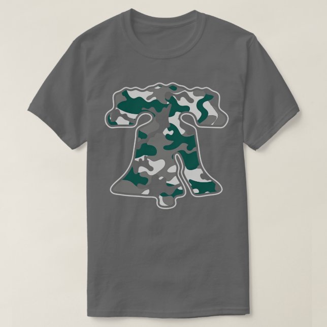 Camiseta Philadelphia Green and White Liberty Bell Camo Phi (Diseño del anverso)