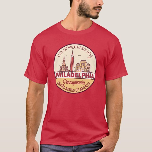 Camiseta Philadelphia Pennsylvania City Skyline Emblem (Anverso)