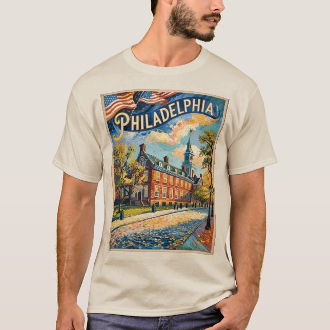 Camiseta Philadelphia Pennsylvania US Retro Van Gogh Travel (Anverso)