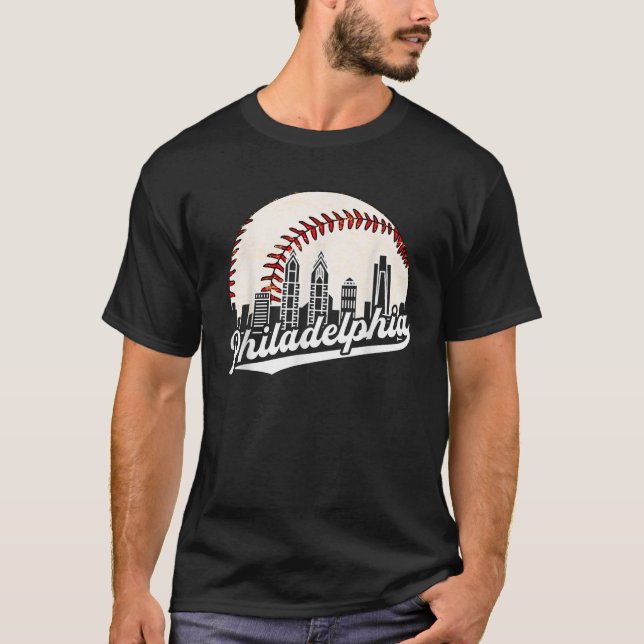 Camiseta Philadelphia Skyline Philly Cityscape Baseball Ret (Anverso)