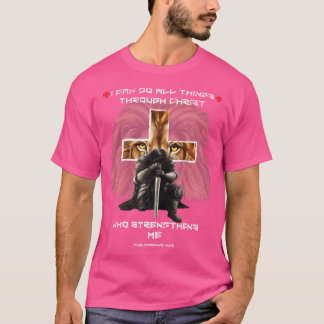 Camiseta Philippians 413 Christian Verse Lion Cross Hus