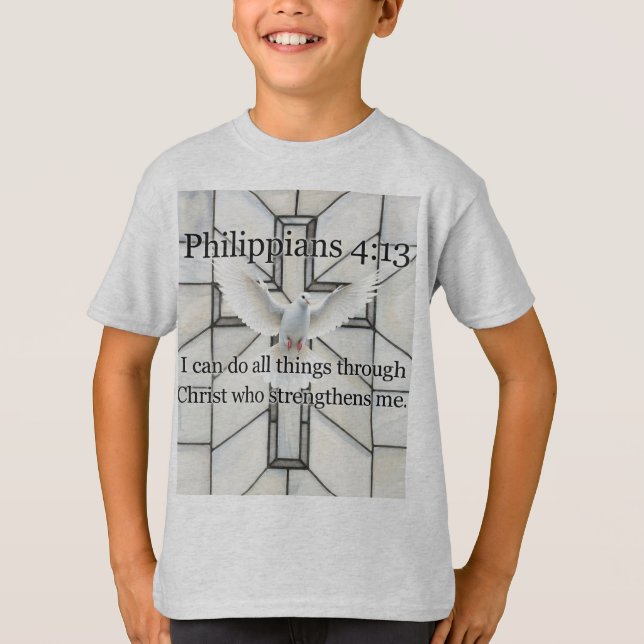 Camiseta Philippians 4:13 Bible Verse Kid's Tee Shirt (Anverso)