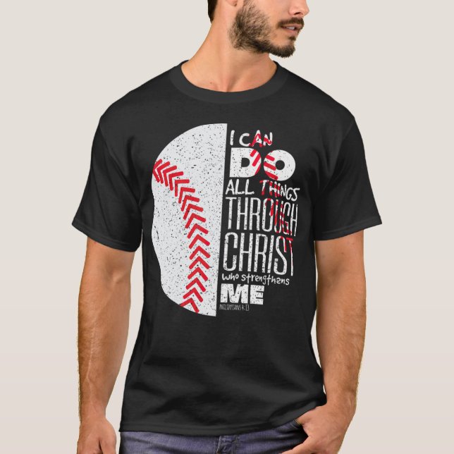 Camiseta Philippians 4 13 Christian Baseball Funny Bible Ve (Anverso)