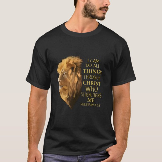 Camiseta Philippians 4 13 Religious Lion Verses Funny Chris (Anverso)